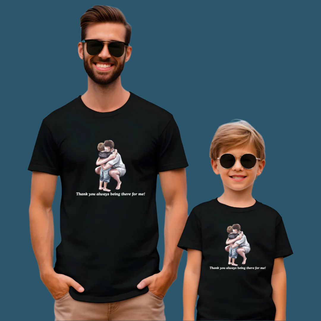 Father and Son Graphic Print, Thank You Message Design